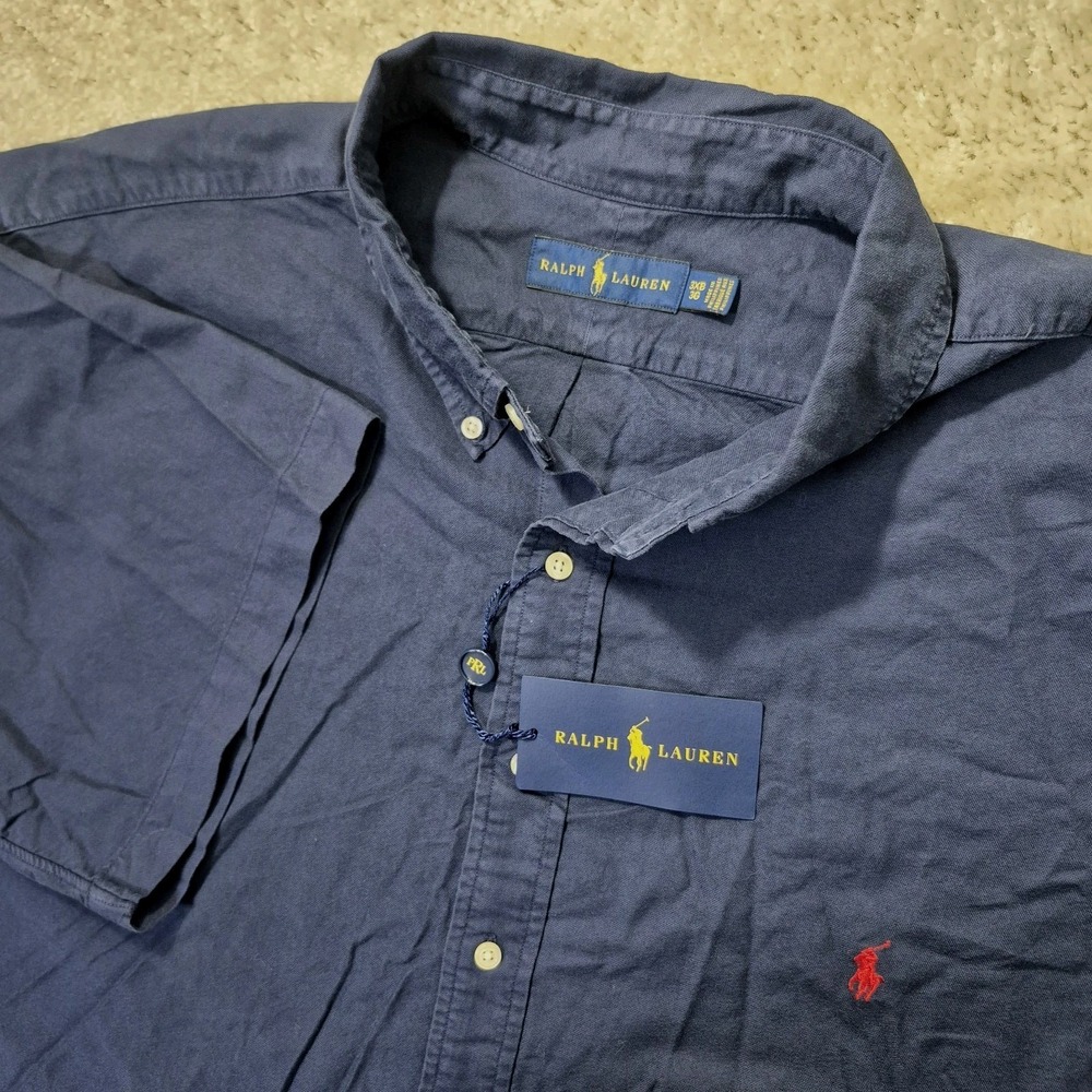 Ralph Lauren Oxford Shirt Mens 3XB Navy Blue Button Down Career Minimalist New